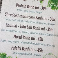 Menu at Bao An Vegan (formerly Vegan Banhmi) in Hanoi