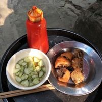 vegan donut and spring roll at Bao An Vegan (formerly Vegan Banhmi) in Hanoi