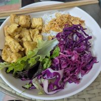 Fried tofu noodles at Bao An Vegan (formerly Vegan Banhmi) in Hanoi