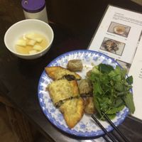 Samosa and spring roll at Bao An Vegan (formerly Vegan Banhmi) in Hanoi