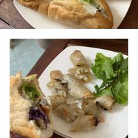 original banh mi and the fried spring rolls  at Bao An Vegan (formerly Vegan Banhmi) in Hanoi