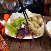 Fríed spring roll and noodle  at Bao An Vegan (formerly Vegan Banhmi) in Hanoi