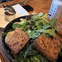 Vegan hot pot with their peanut sauce   at Aroma Thyme Bistro in Ellenville