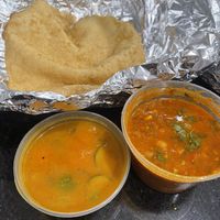 Channa Batura with fried bread and veggie soup - delicious! at Udupi Cafe in Tempe