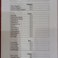 Menu 10/2024 at Udupi Cafe in Tempe