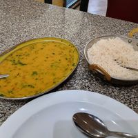Dal Fry (yellow and red lentils) with rice at Udupi Cafe in Tempe