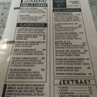 Menu at La Ruta Vegana in Mazatlan