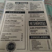 Menu at La Ruta Vegana in Mazatlan