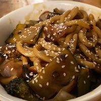 Udon teriyaki  at La Ruta Vegana in Mazatlan