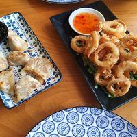 Vegan giaozi & Fried "calamari" at Sampan in Frankfurt