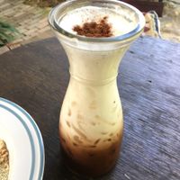 Iced mocha with coconut milk at FatCat in Pai