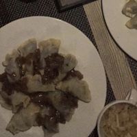 Vegan dumplings with spinach, tofu, and tomatoes  at Pierogarnia Mandu Oliwa in Gdansk