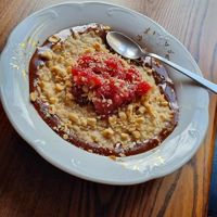 Chocolate and berry porridge at Retro in Gdansk