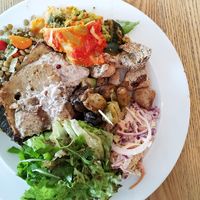 Vegan buffet plate at daTerra - Baixa in Porto