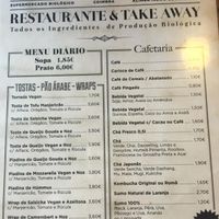 Menu at Bioescolha in Coimbra