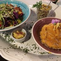 vegan curry with mashed sweet potatoes at Zum Webertor in Weiden