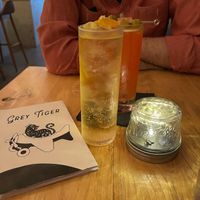 Really nice cocktails. Vegan bar snacks not pictured.   at Grey Tiger in Toronto