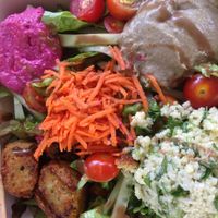 Medi Bowl (it arrived with 3 falafel, but I couldn't wait to take the photo).  at Ai Love Nalo in Waimanalo