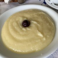 Skordalia. Potato and garlic dip!  at Imerolia Beach Restaurant in Corfu