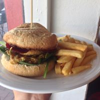 vegan lentil burger  at Patten's on Bridge in Korumburra