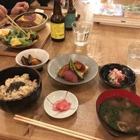 1-soup & 3-dishes meal ¥2,200 at Brown Rice ブラウンライス in Tokyo