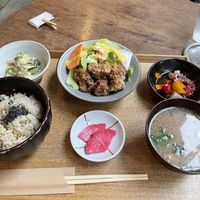 Soy meat teishoku lunch at Brown Rice ブラウンライス in Tokyo