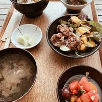 Vegan soy meat lunch set  at Brown Rice ブラウンライス in Tokyo