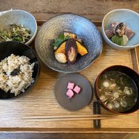 Traditional Japanese meal set  at Brown Rice ブラウンライス in Tokyo