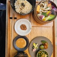Bamboo Basket Steamed Vegtable Set at Brown Rice ブラウンライス in Tokyo