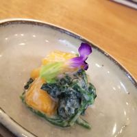 Sesame, kaki and spinash appetizer at Brown Rice ブラウンライス in Tokyo