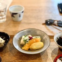 The daily special - fried tofu at Brown Rice ブラウンライス in Tokyo