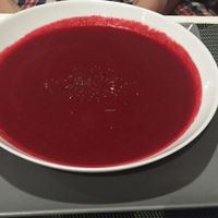 sopa de remolacha [beetroot] (menú del día, entrante) at Bambú in Vigo