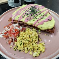 Beautiful waffle sandwich at Väcka in Barcelona