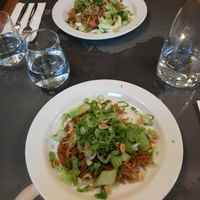 Dont get why these greens were just put on pasta like this o.o at Etnosvet in Prague