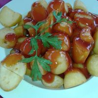 Patatas Bravas home made and fresh very good price and delicios big ration at Svarog in Guardamar Del Segura