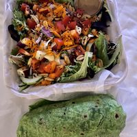 Large vegan salad & huge vegan burrito at HiBlend Health Bar and Cafe in Honolulu
