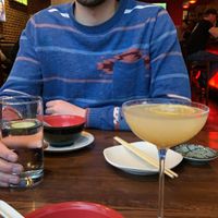 Drinks and soup at Blue Sushi Sake Grill in Denver