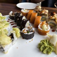 Crispy cabbage, umami maki, cowgirl, and ?? (With eggplant—delicious!)  at Blue Sushi Sake Grill in Denver