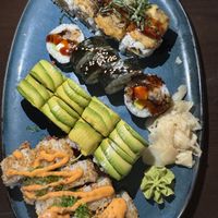 Shitaake to me, Unami maki, green goddess, spicy kaluna crunch (top to bottom)  at Blue Sushi Sake Grill in Denver