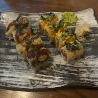 A Spicy Kaluna Crunch and a Shiitake to me roll.  at Blue Sushi Sake Grill in Denver