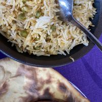 Rice and peas with gluten free bread  at The Rajpoute in Ornex