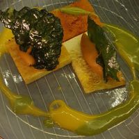 polenta, pumpkin, kale chips, really nice at TIAN Bistro am Spittelberg in Vienna