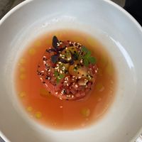 Entree tomato and watermelon   at TIAN Bistro am Spittelberg in Vienna