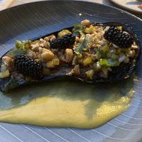 Main course: Egg plant walnut berry filing   at TIAN Bistro am Spittelberg in Vienna