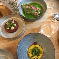 Beet tartar is amazing, green gazpacho  at TIAN Bistro am Spittelberg in Vienna