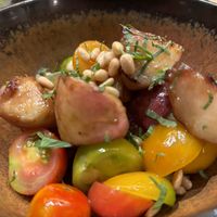 Tomato and Peach saladd  at TIAN Bistro am Spittelberg in Vienna