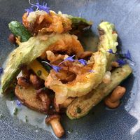 Zucchini blossom main at TIAN Bistro am Spittelberg in Vienna