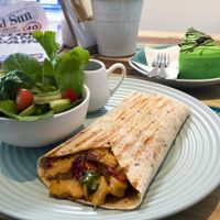 Vegan barbecue tofu wrap at Two Cats Espresso Bar in Boronia