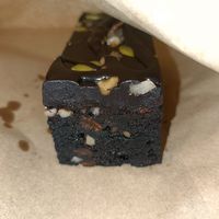 Choc fudge brownie - gorgeous caramelly ganache at Two Cats Espresso Bar in Boronia