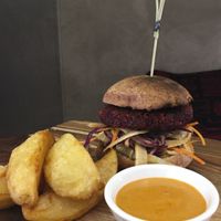 Tofu and quinoa burger at World Vegetarian Cafe in Elsternwick